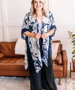 No Ship Drop Ship Blue Jean Baby Floral Kimono In Denim