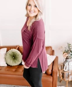 No Ship Drop Ship Play The Long Game Top In Wine Apparel