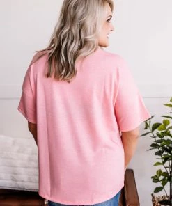 No Ship Drop Ship Swept Away Pocket Top In Blushing Pink Apparel