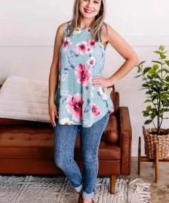 No Ship Drop Ship In Living Color Floral Sleeveless Top