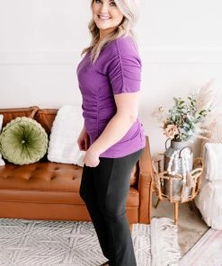 No Ship Drop Ship Gather Your Thoughts Ribbed Top In Lavender Apparel 22 No Ship Drop Ship Gather Your Thoughts Ribbed Top In Lavender Apparel