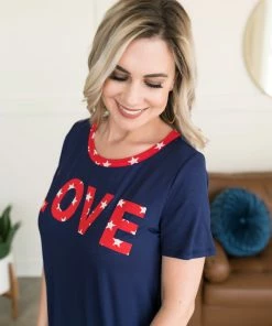 No Ship Drop Ship Apparel What Is Love Tee In Navy