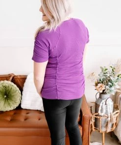 No Ship Drop Ship Gather Your Thoughts Ribbed Top In Lavender Apparel 20 No Ship Drop Ship Gather Your Thoughts Ribbed Top In Lavender Apparel