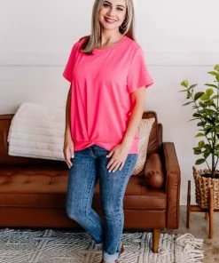 No Ship Drop Ship Knot Today Top In Neon Pink