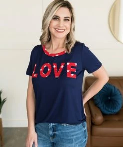 No Ship Drop Ship Apparel What Is Love Tee In Navy