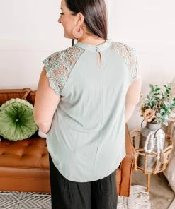 No Ship Drop Ship Lace You For It Top In Seafoam (GHG-S)