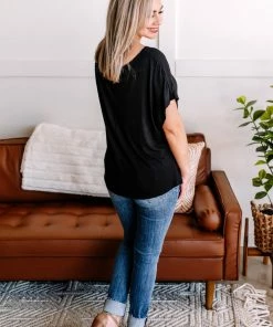 No Ship Drop Ship Brush It Off One Shoulder Tie Top In Jet Black M 16 No Ship Drop Ship Brush It Off One Shoulder Tie Top In Jet Black M