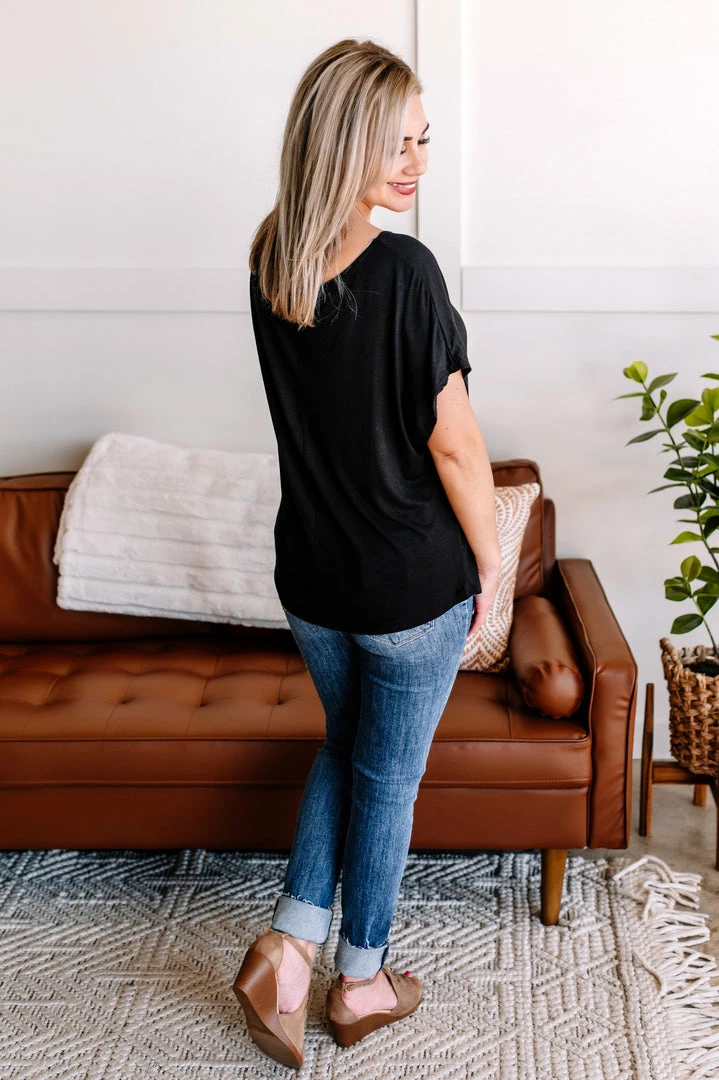 No Ship Drop Ship Brush It Off One Shoulder Tie Top In Jet Black M 6 No Ship Drop Ship Brush It Off One Shoulder Tie Top In Jet Black M