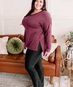 No Ship Drop Ship Play The Long Game Top In Wine Apparel