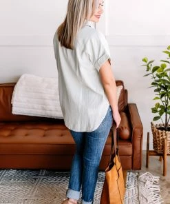 No Ship Drop Ship M Light As Air Button Down Top In Washed Sage 10 No Ship Drop Ship M Light As Air Button Down Top In Washed Sage