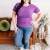 No Ship Drop Ship Gather Your Thoughts Ribbed Top In Lavender Apparel