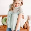 No Ship Drop Ship Lace You For It Top In Seafoam (GHG-S)