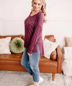 No Ship Drop Ship Play The Long Game Top In Wine Apparel