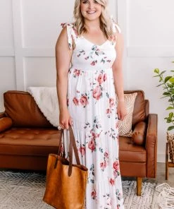 No Ship Drop Ship She Is Grace Tiered Floral Tie Shoulder Maxi Dress