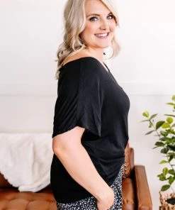 No Ship Drop Ship Brush It Off One Shoulder Tie Top In Jet Black M 17 No Ship Drop Ship Brush It Off One Shoulder Tie Top In Jet Black M