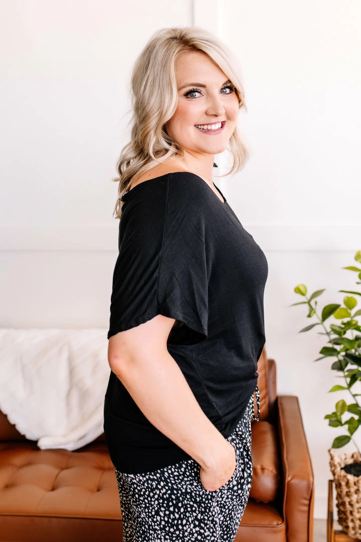 No Ship Drop Ship Brush It Off One Shoulder Tie Top In Jet Black M 7 No Ship Drop Ship Brush It Off One Shoulder Tie Top In Jet Black M