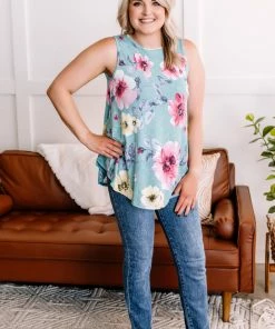 No Ship Drop Ship In Living Color Floral Sleeveless Top