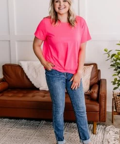 No Ship Drop Ship Knot Today Top In Neon Pink