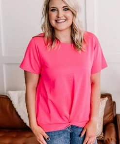 No Ship Drop Ship Knot Today Top In Neon Pink