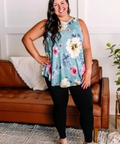No Ship Drop Ship In Living Color Floral Sleeveless Top