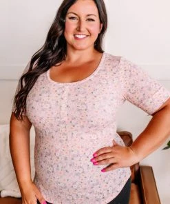 No Ship Drop Ship M It’s Up To You Floral Button Front Henley In Pink