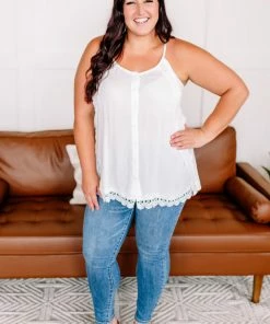 No Ship Drop Ship A Frill A Minute Sleeveless Top In True White