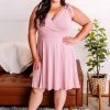 No Ship Drop Ship Endings And Beginnings Wrap A Line Dress In Dusty Pink M