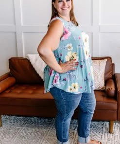 No Ship Drop Ship In Living Color Floral Sleeveless Top
