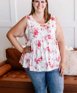 No Ship Drop Ship Prints Charming Floral Print Babydoll Sleeveless Top