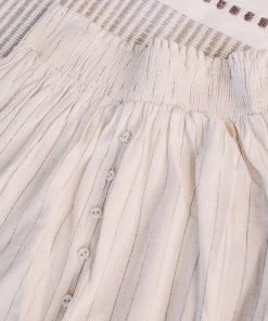 No Ship Drop Ship Fair To Midi Striped Skirt In Oatmeal