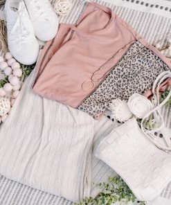 No Ship Drop Ship Fair To Midi Striped Skirt In Oatmeal