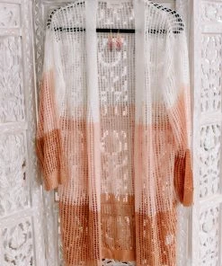 No Ship Drop Ship Apparel Twice Around The Block Ivory Pink And Camel Cardigan