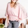No Ship Drop Ship Apparel The Final Touch Pink Lace Dolman Top