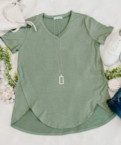 No Ship Drop Ship GHG- Shop Singles Grading On A Curve Top In Sage (GHG-S)