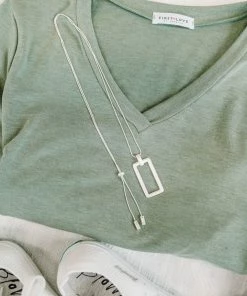 No Ship Drop Ship GHG- Shop Singles Grading On A Curve Top In Sage (GHG-S)