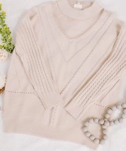 No Ship Drop Ship You Are So Beautiful Lace Sweater In Natural
