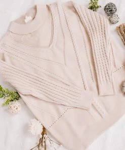 No Ship Drop Ship You Are So Beautiful Lace Sweater In Natural