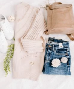 No Ship Drop Ship You Are So Beautiful Lace Sweater In Natural