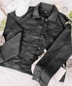 No Ship Drop Ship Back In Black Classic Denim Jacket (GHG-S)