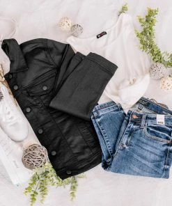 No Ship Drop Ship Back In Black Classic Denim Jacket (GHG-S)