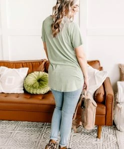 No Ship Drop Ship GHG- Shop Singles Grading On A Curve Top In Sage (GHG-S)