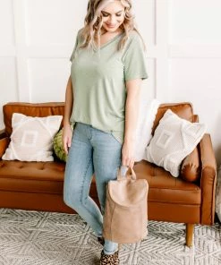 No Ship Drop Ship GHG- Shop Singles Grading On A Curve Top In Sage (GHG-S)