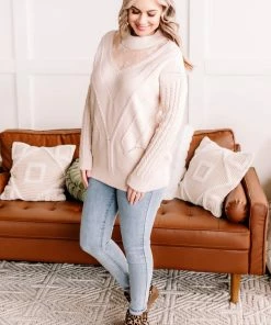 No Ship Drop Ship You Are So Beautiful Lace Sweater In Natural