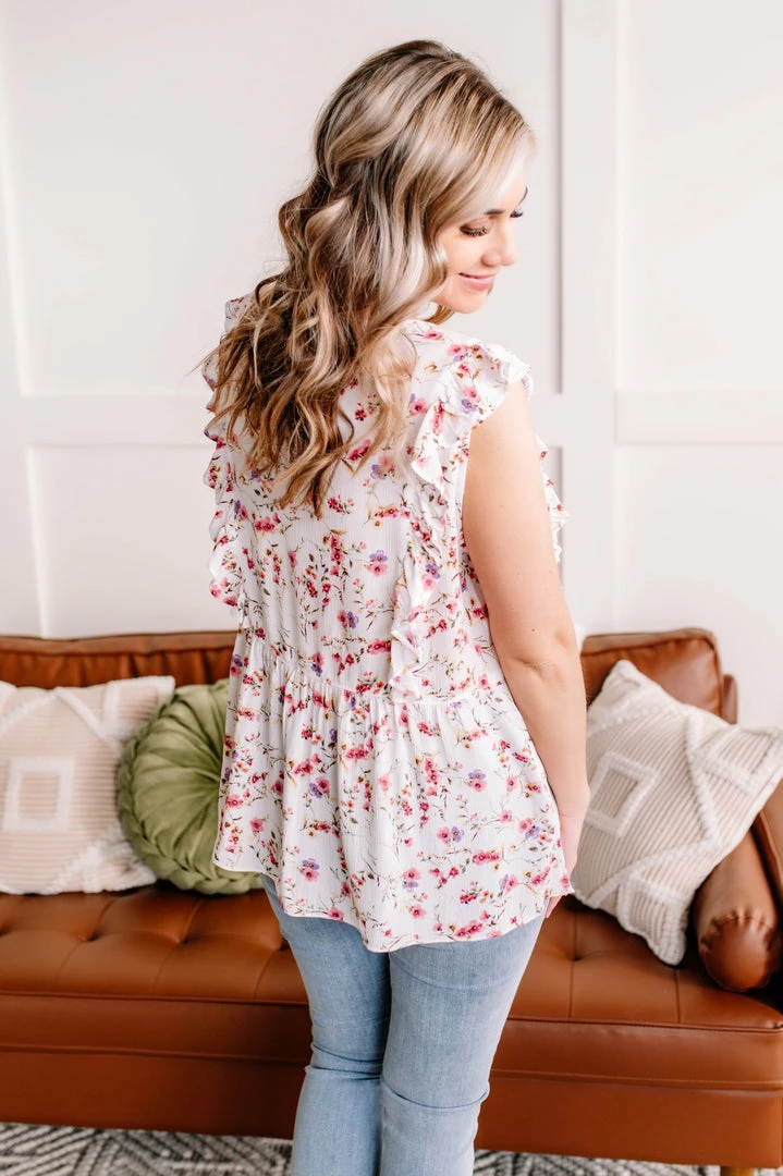 No Ship Drop Ship Everything I Could Dream Of Ivory Floral Blouse (GHG-S) 8 No Ship Drop Ship Everything I Could Dream Of Ivory Floral Blouse (GHG-S)