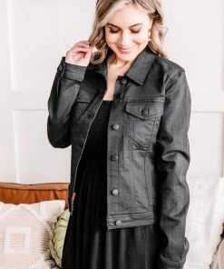 No Ship Drop Ship Back In Black Classic Denim Jacket (GHG-S)