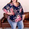 No Ship Drop Ship Apparel Becomes The Rose Navy Floral Gabby Top
