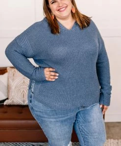 No Ship Drop Ship Sweater Weather In Azure Blue