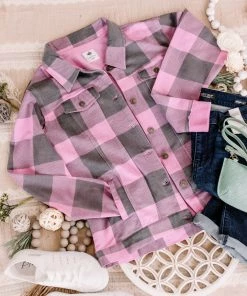 No Ship Drop Ship Getting Plaid Here Jacket In Pink & Gray (GHG-S) 24 No Ship Drop Ship Getting Plaid Here Jacket In Pink & Gray (GHG-S)