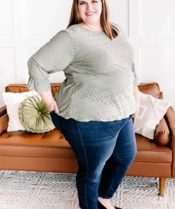 No Ship Drop Ship GHG- Shop Singles Eye Can See Clearly Now Vintage Eyelet Top In Olive (GHG - S, 1XL) 21 No Ship Drop Ship GHG- Shop Singles Eye Can See Clearly Now Vintage Eyelet Top In Olive (GHG - S, 1XL)