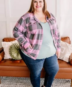 No Ship Drop Ship Getting Plaid Here Jacket In Pink & Gray (GHG-S) 27 No Ship Drop Ship Getting Plaid Here Jacket In Pink & Gray (GHG-S)